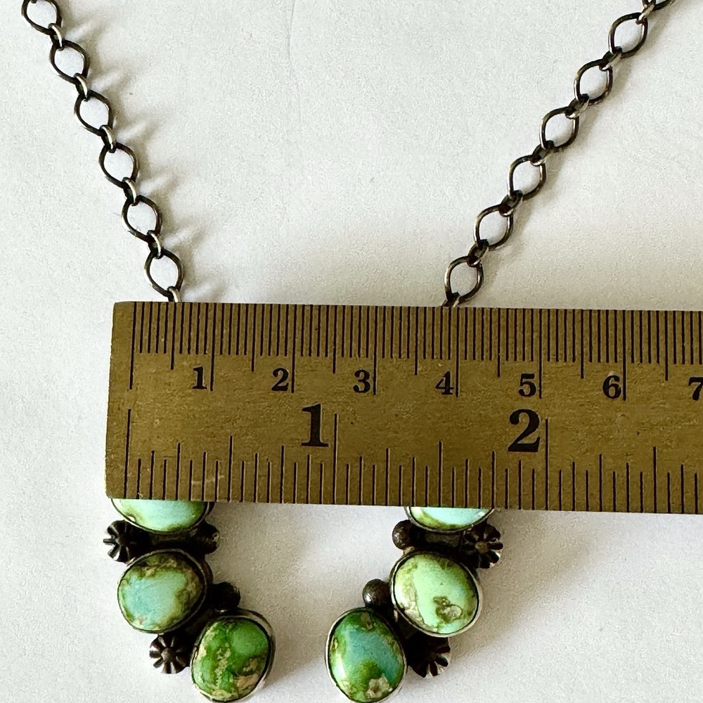Navajo Naja Necklace Turquoise 18" Skeets Sterling Adjustable Squash on Chain - Picture 6 of 8
